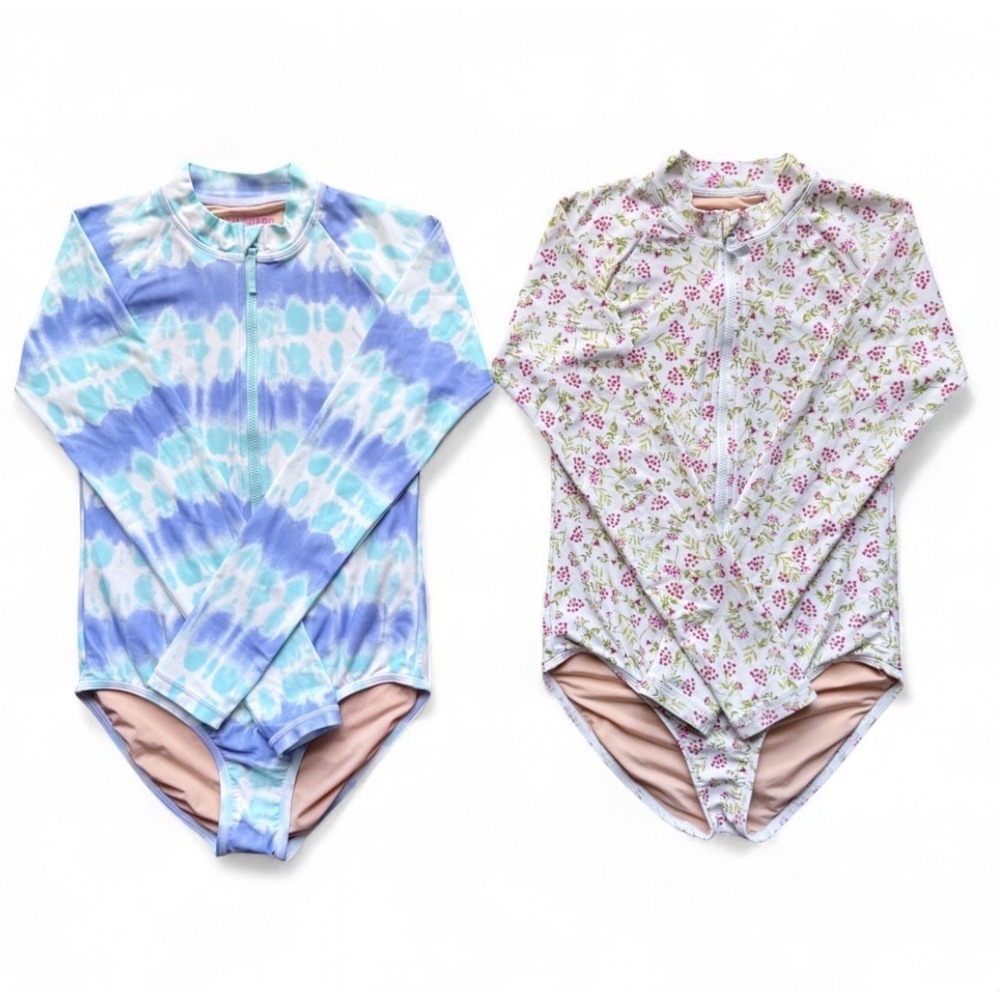 J. Crew Crewcuts Lot of 2 Girls Rash Guard Swimsuit Sz 12 - 1 New, 1 Used CUTE!